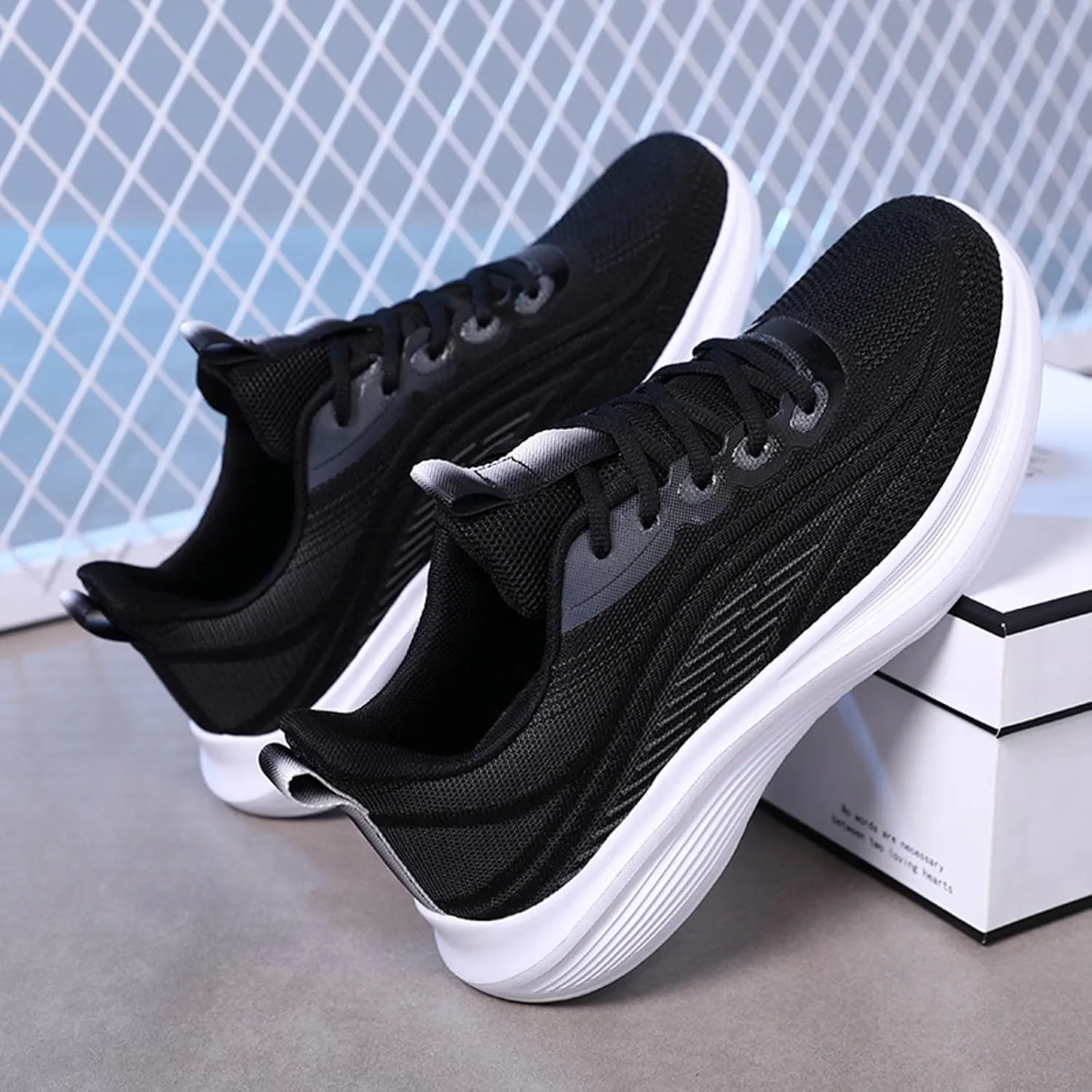 Mens Running Shoes Sport Athletic Gym Sneakers Breathable Mesh Lightweight Tennis Fashion Workout Casual Shoes Men's Comfortable Thick Sole Arch Support Sneakers Daily Workout Shoe