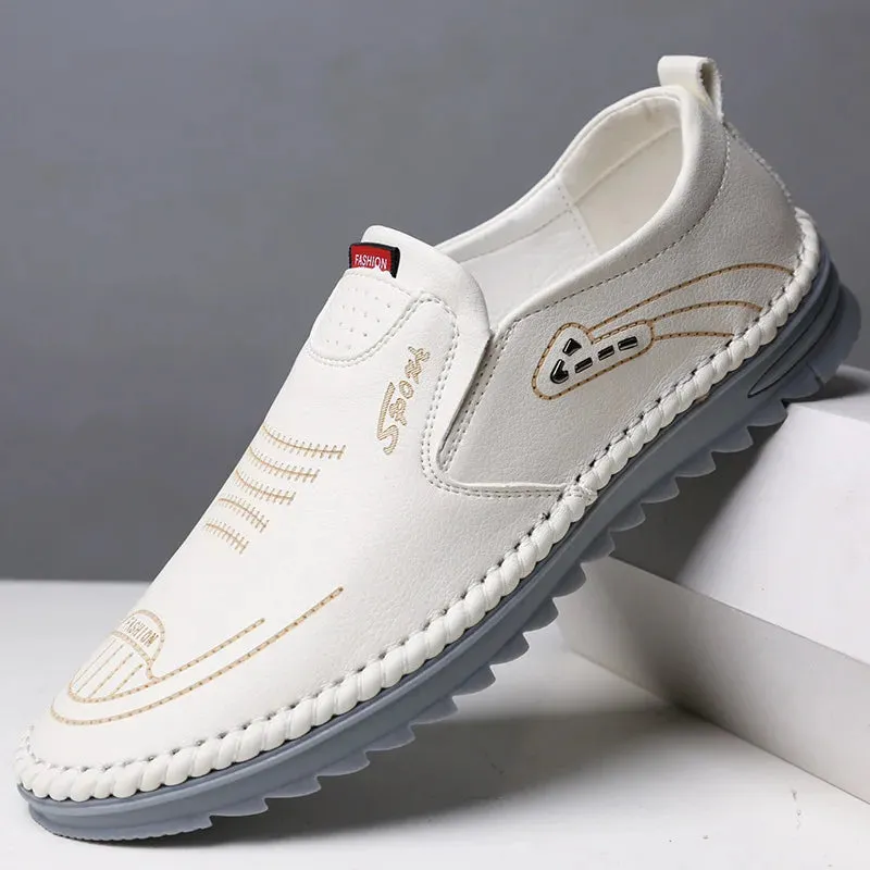 Men's Spring Casual Shoes: Breathable, Solid Colors, Soft Flats, Pu Leather Loafers