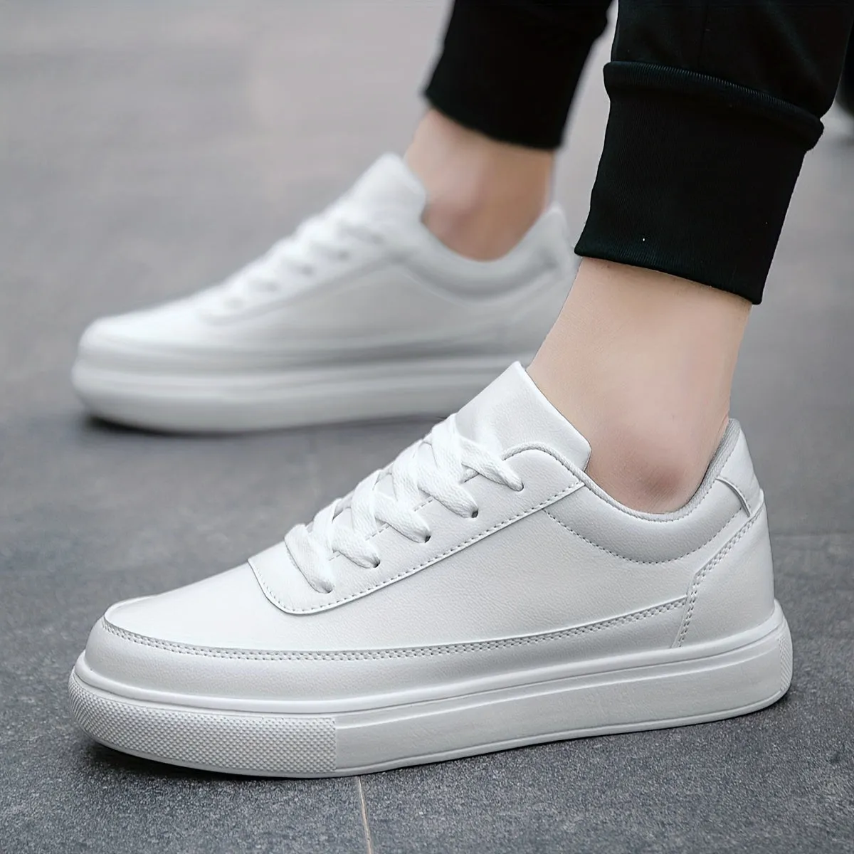 Men's Stylish Smart Vegan Leather Low-Top Trainers | Eco-Friendly Materials