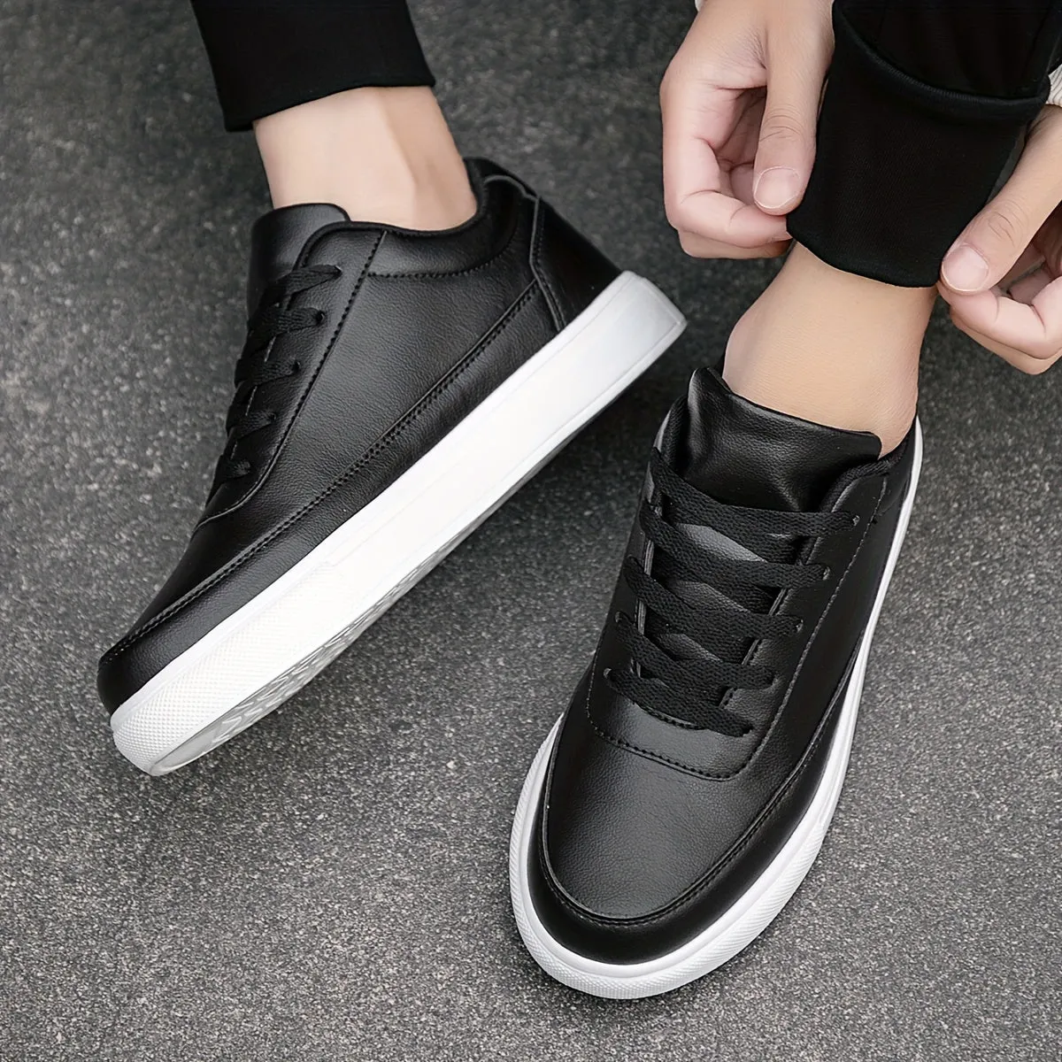 Men's Stylish Smart Vegan Leather Low-Top Trainers | Eco-Friendly Materials