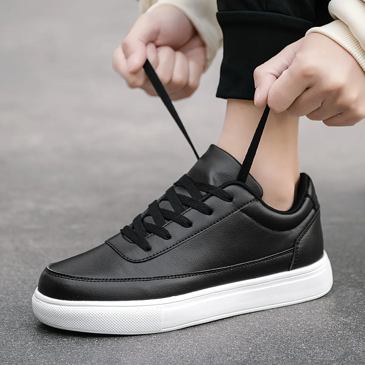 Men's Stylish Smart Vegan Leather Low-Top Trainers | Eco-Friendly Materials