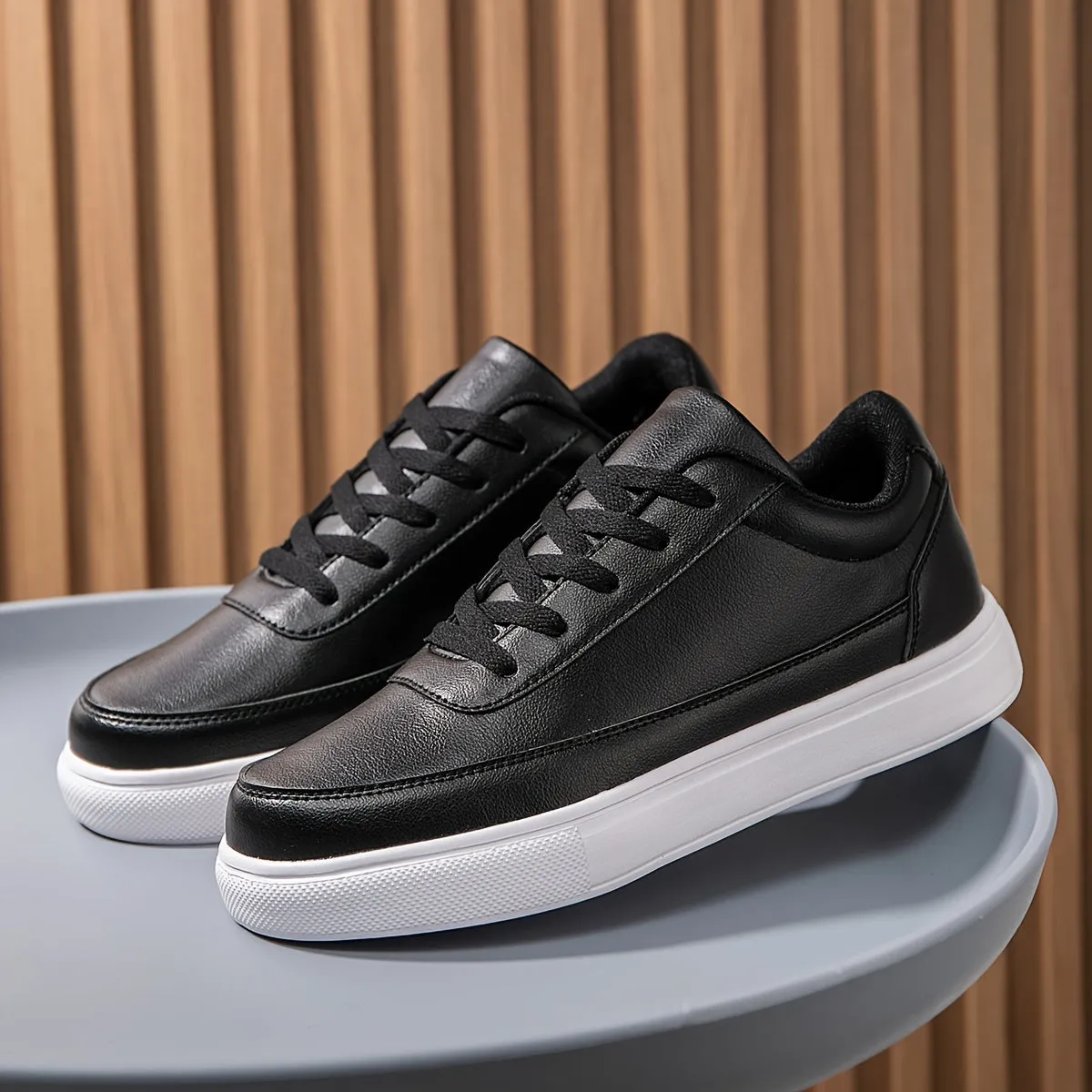 Men's Stylish Smart Vegan Leather Low-Top Trainers | Eco-Friendly Materials