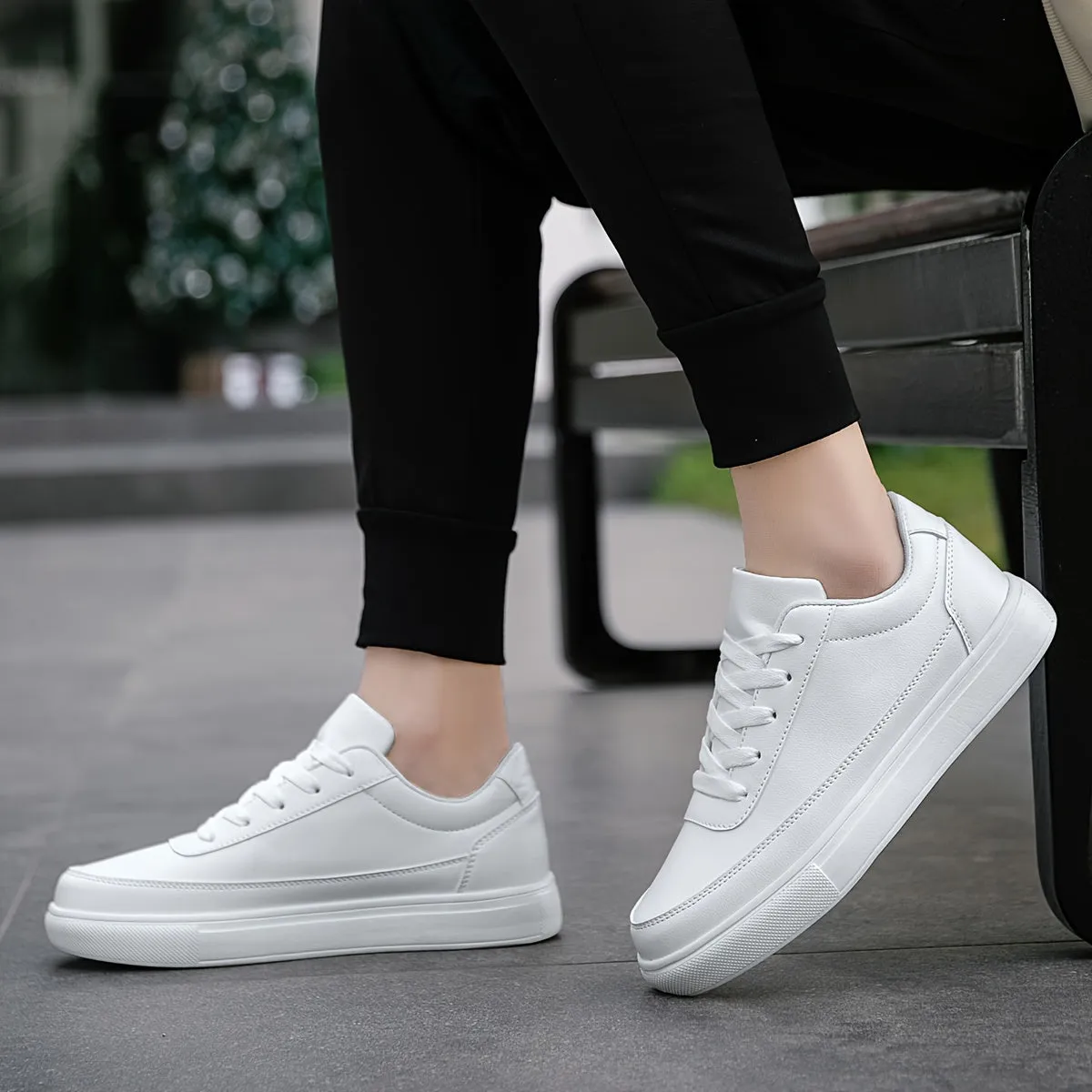 Men's Stylish Smart Vegan Leather Low-Top Trainers | Eco-Friendly Materials
