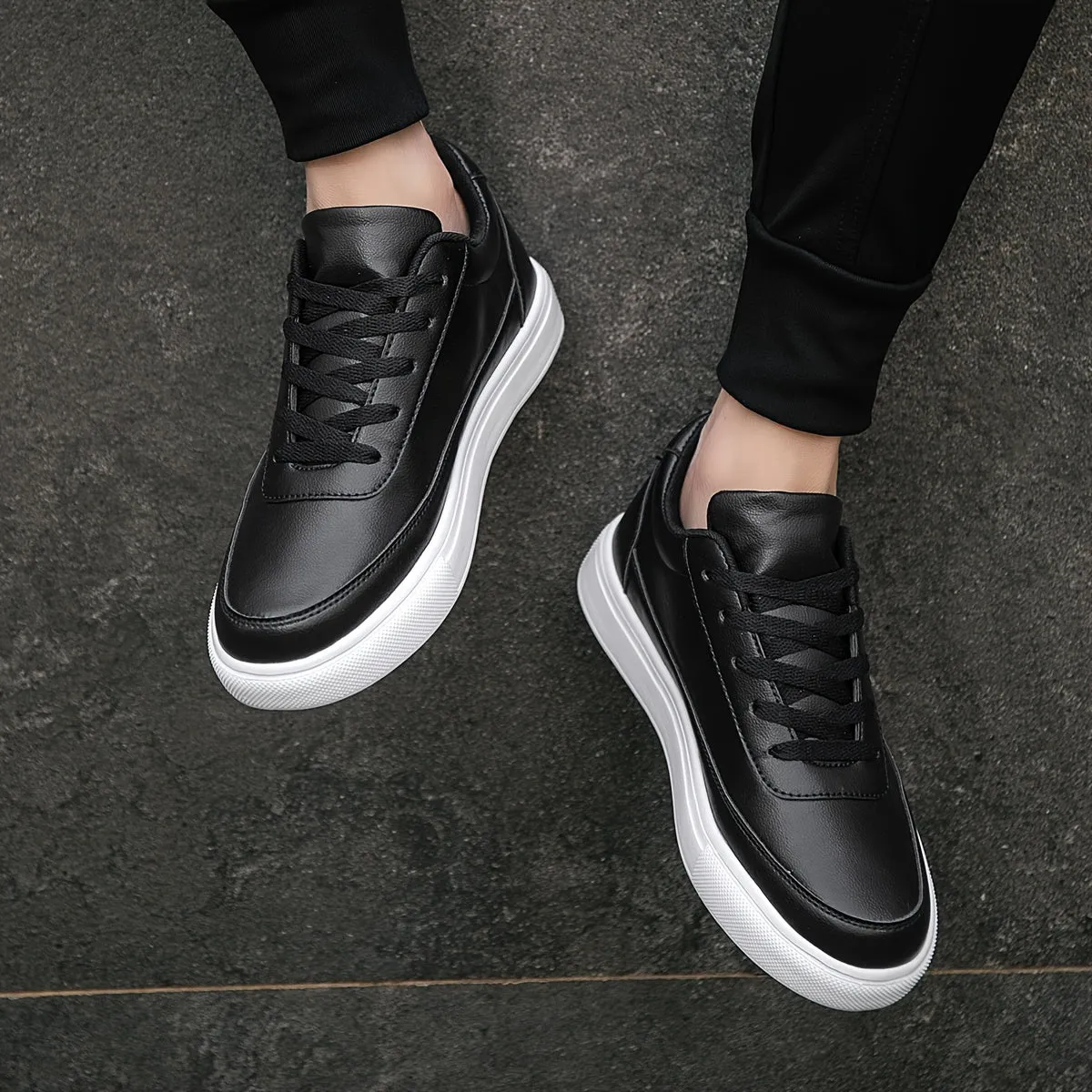 Men's Stylish Smart Vegan Leather Low-Top Trainers | Eco-Friendly Materials