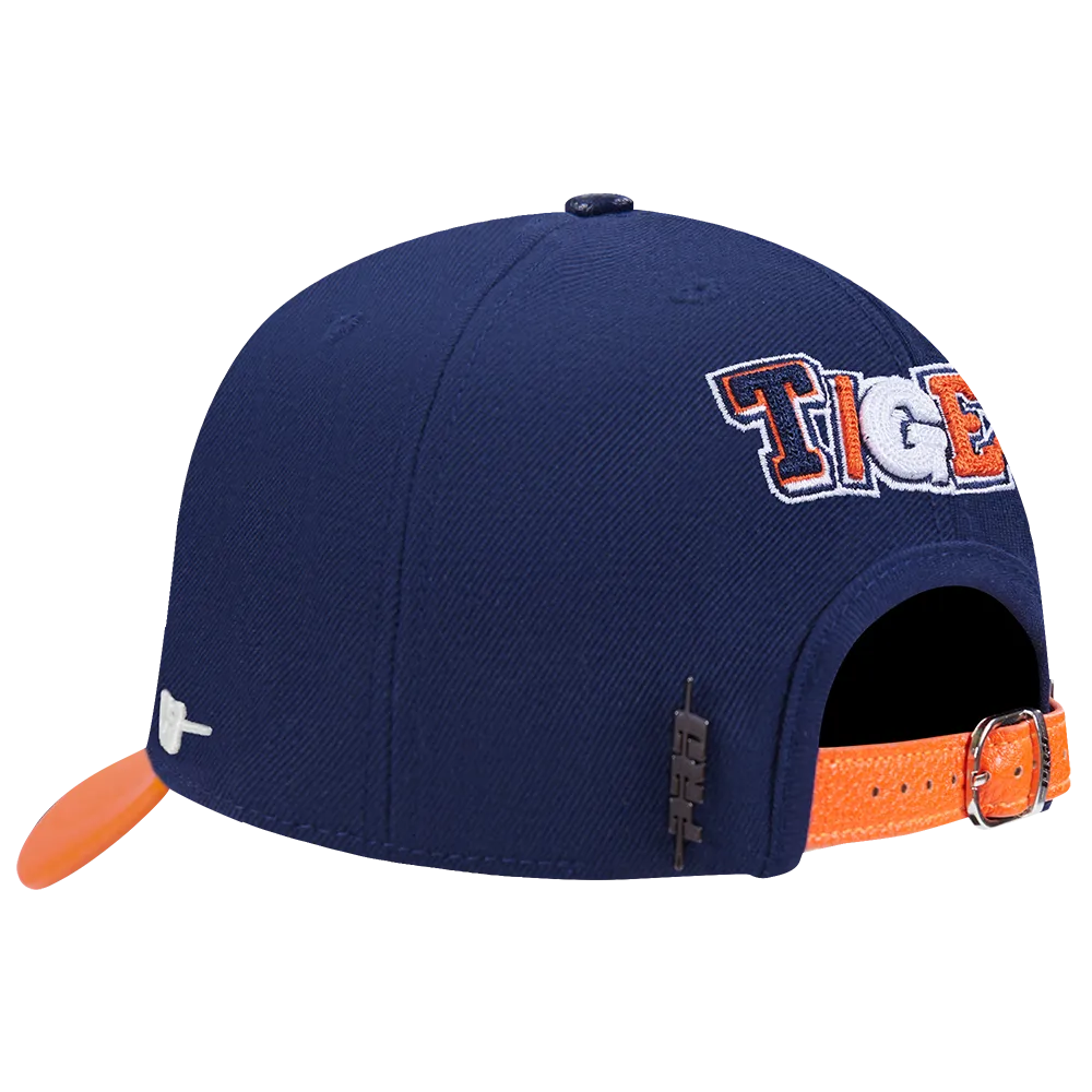 MLB DETROIT TIGERS CITY RANSOM LEATHER PINCH FRONT STRAPBACK (MIDNIGHT NAVY)