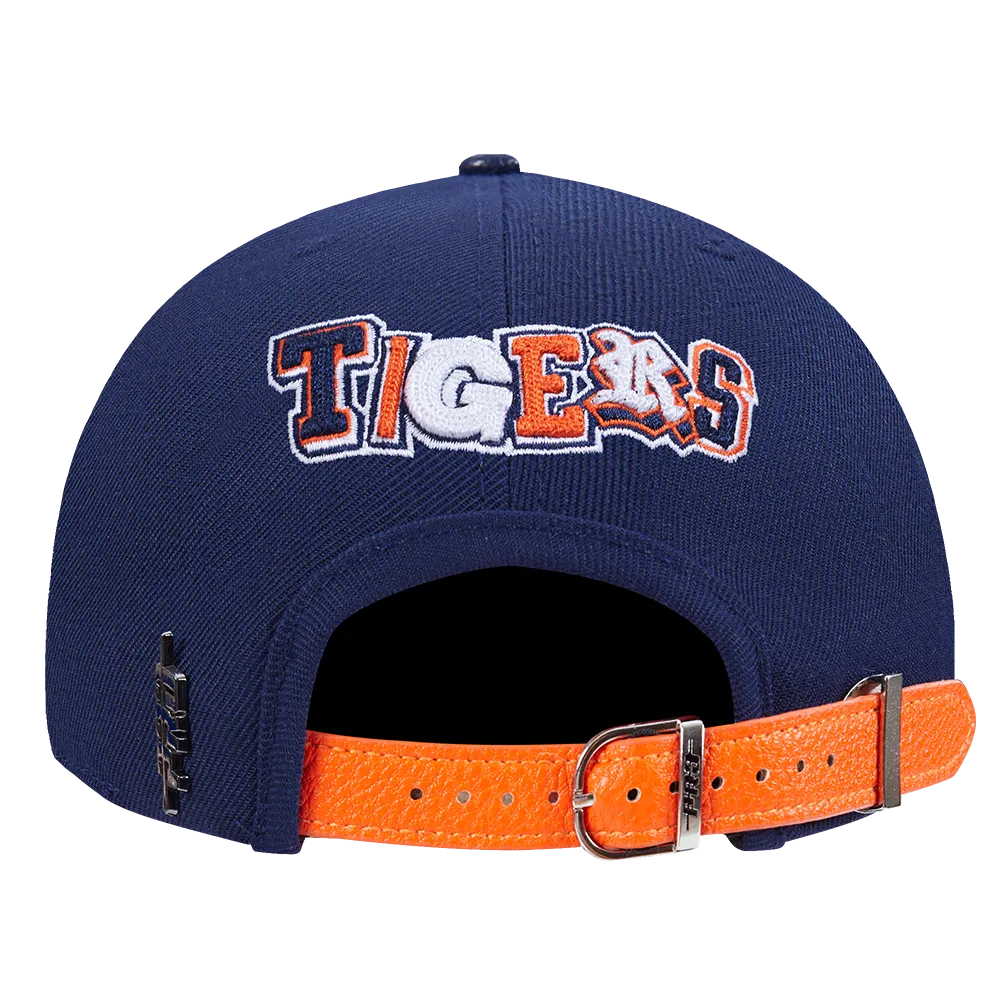 MLB DETROIT TIGERS CITY RANSOM LEATHER PINCH FRONT STRAPBACK (MIDNIGHT NAVY)