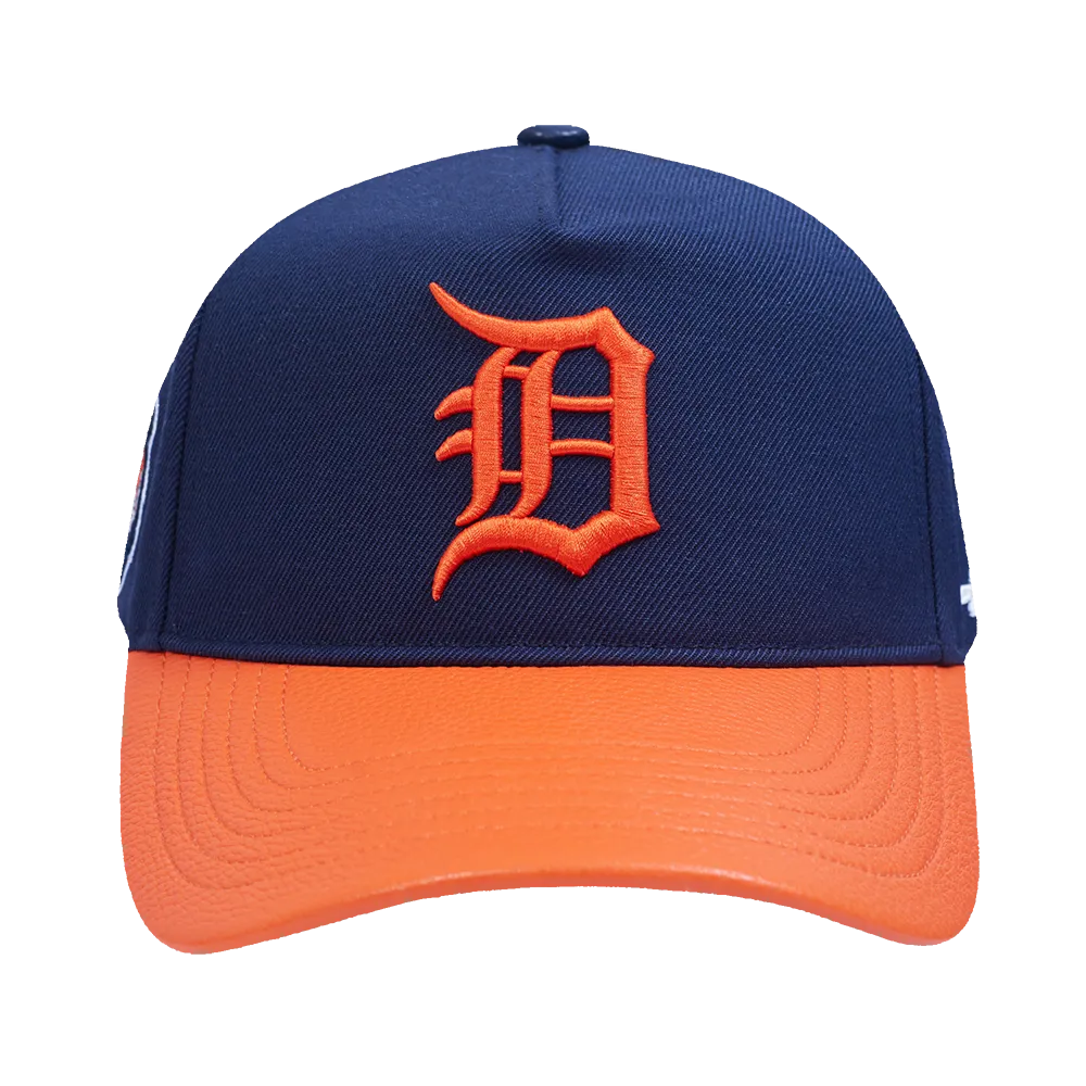 MLB DETROIT TIGERS CITY RANSOM LEATHER PINCH FRONT STRAPBACK (MIDNIGHT NAVY)