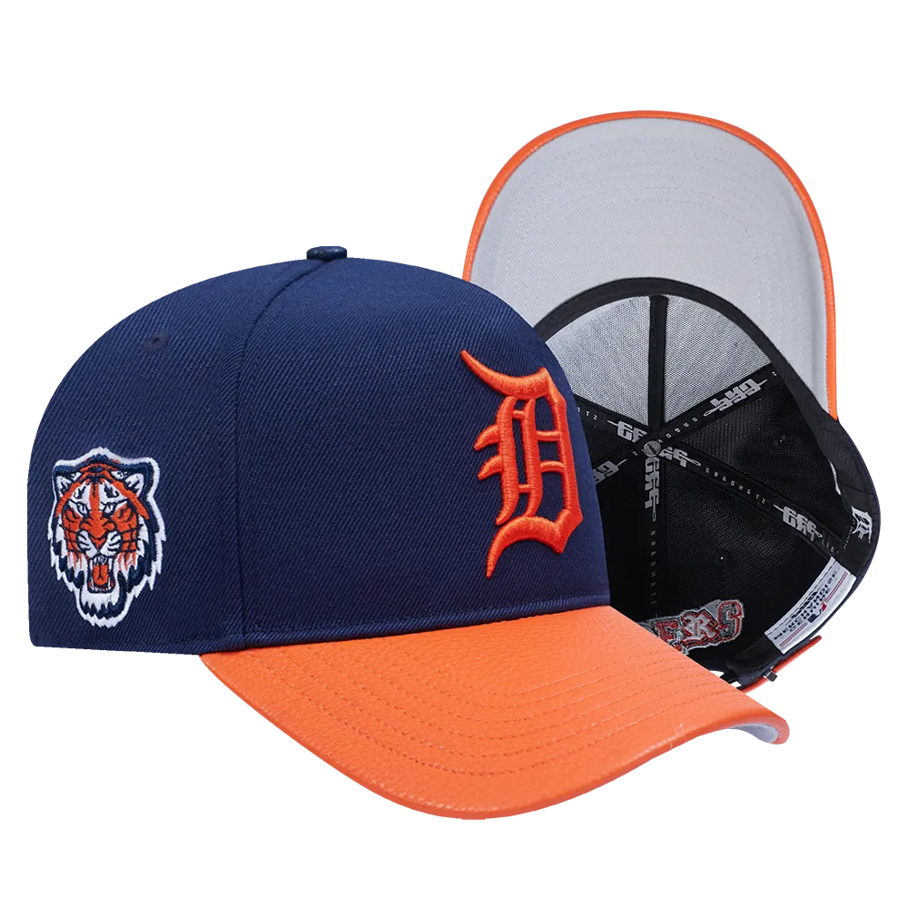 MLB DETROIT TIGERS CITY RANSOM LEATHER PINCH FRONT STRAPBACK (MIDNIGHT NAVY)