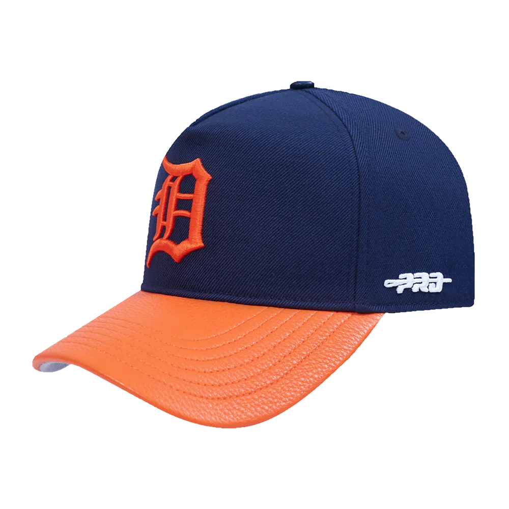 MLB DETROIT TIGERS CITY RANSOM LEATHER PINCH FRONT STRAPBACK (MIDNIGHT NAVY)
