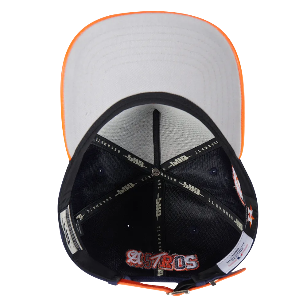 MLB HOUSTON ASTROS CITY RANSOM LEATHER PINCH FRONT STRAPBACK (MIDNIGHT NAVY)