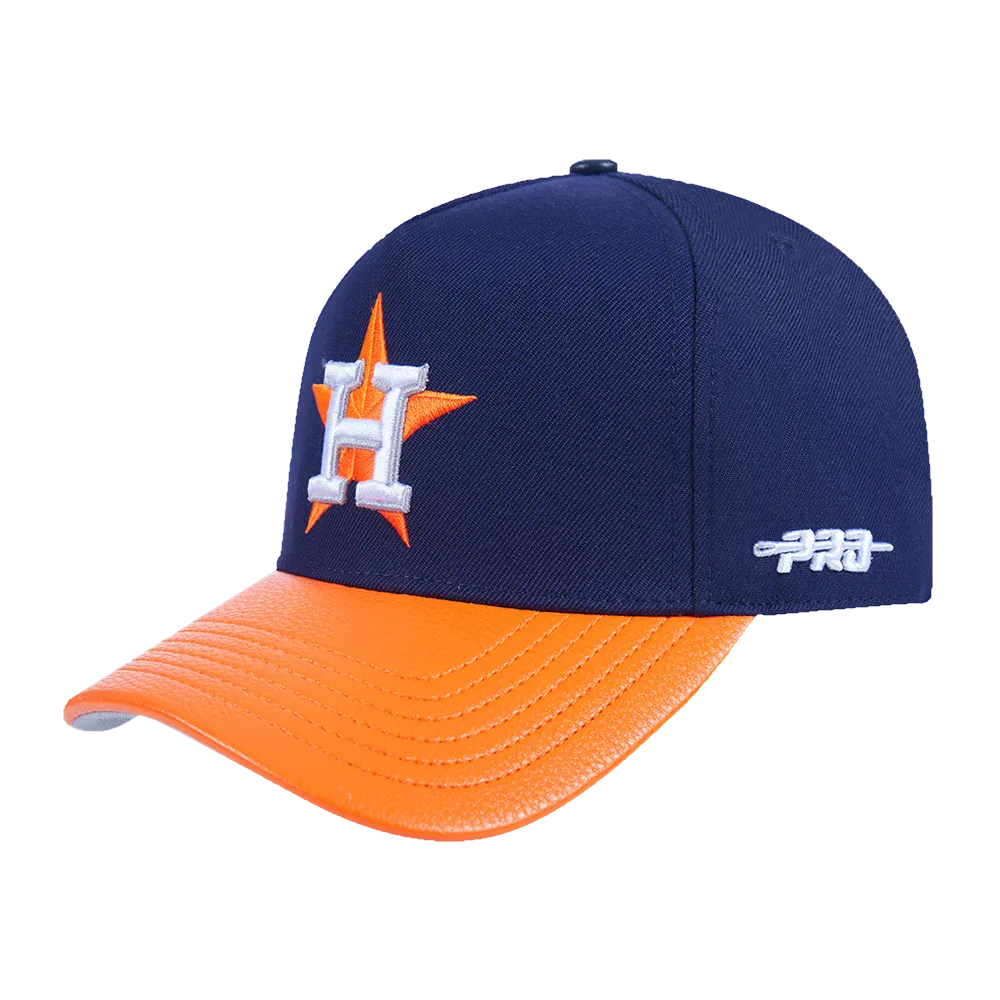 MLB HOUSTON ASTROS CITY RANSOM LEATHER PINCH FRONT STRAPBACK (MIDNIGHT NAVY)