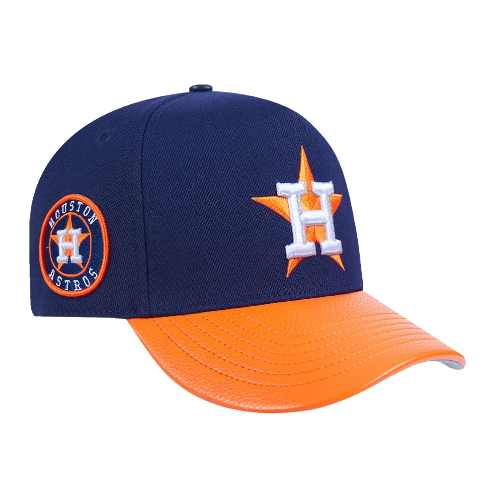 MLB HOUSTON ASTROS CITY RANSOM LEATHER PINCH FRONT STRAPBACK (MIDNIGHT NAVY)