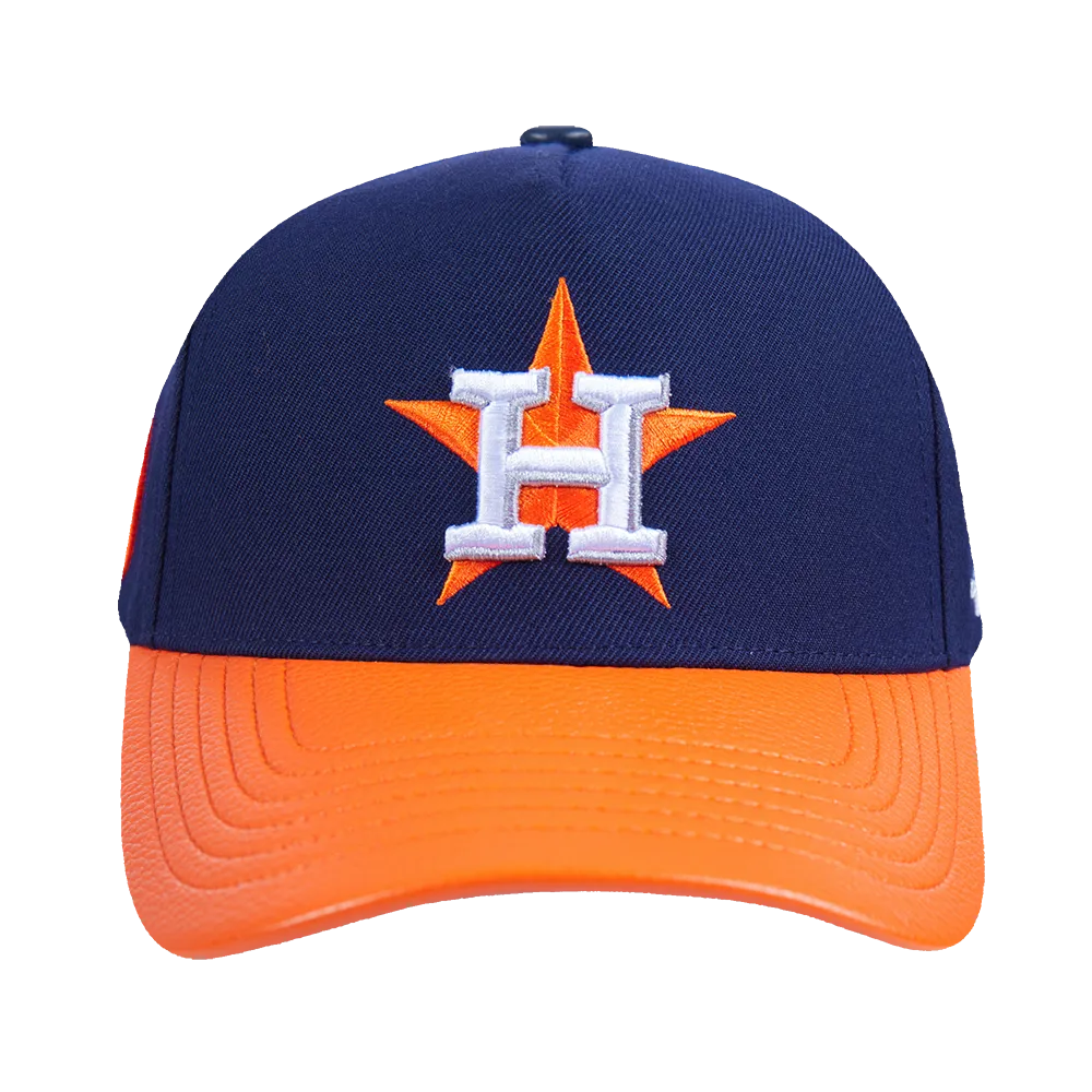 MLB HOUSTON ASTROS CITY RANSOM LEATHER PINCH FRONT STRAPBACK (MIDNIGHT NAVY)