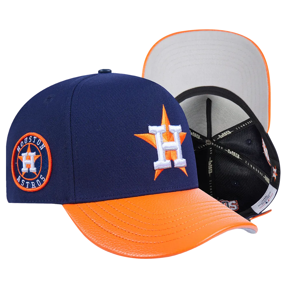 MLB HOUSTON ASTROS CITY RANSOM LEATHER PINCH FRONT STRAPBACK (MIDNIGHT NAVY)