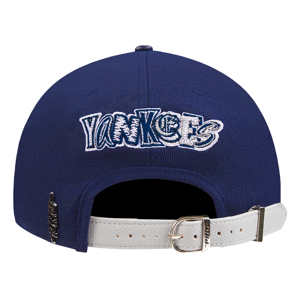 MLB NEW YORK YANKEES CITY RANSOM LEATHER PINCH FRONT STRAPBACK (MIDNIGHT NAVY)