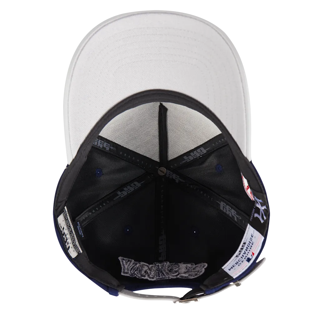 MLB NEW YORK YANKEES CITY RANSOM LEATHER PINCH FRONT STRAPBACK (MIDNIGHT NAVY)