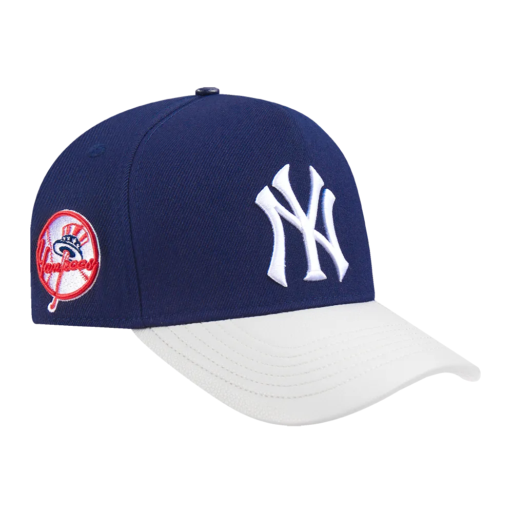 MLB NEW YORK YANKEES CITY RANSOM LEATHER PINCH FRONT STRAPBACK (MIDNIGHT NAVY)