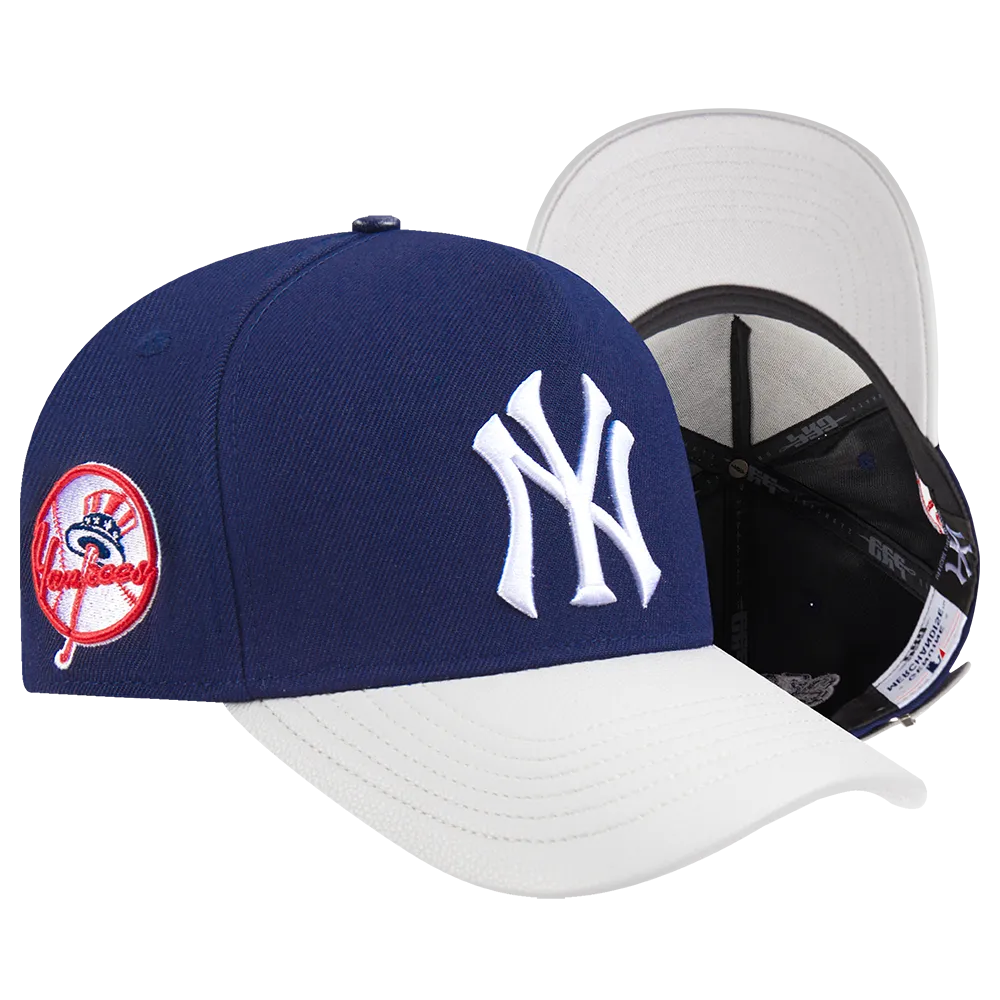 MLB NEW YORK YANKEES CITY RANSOM LEATHER PINCH FRONT STRAPBACK (MIDNIGHT NAVY)
