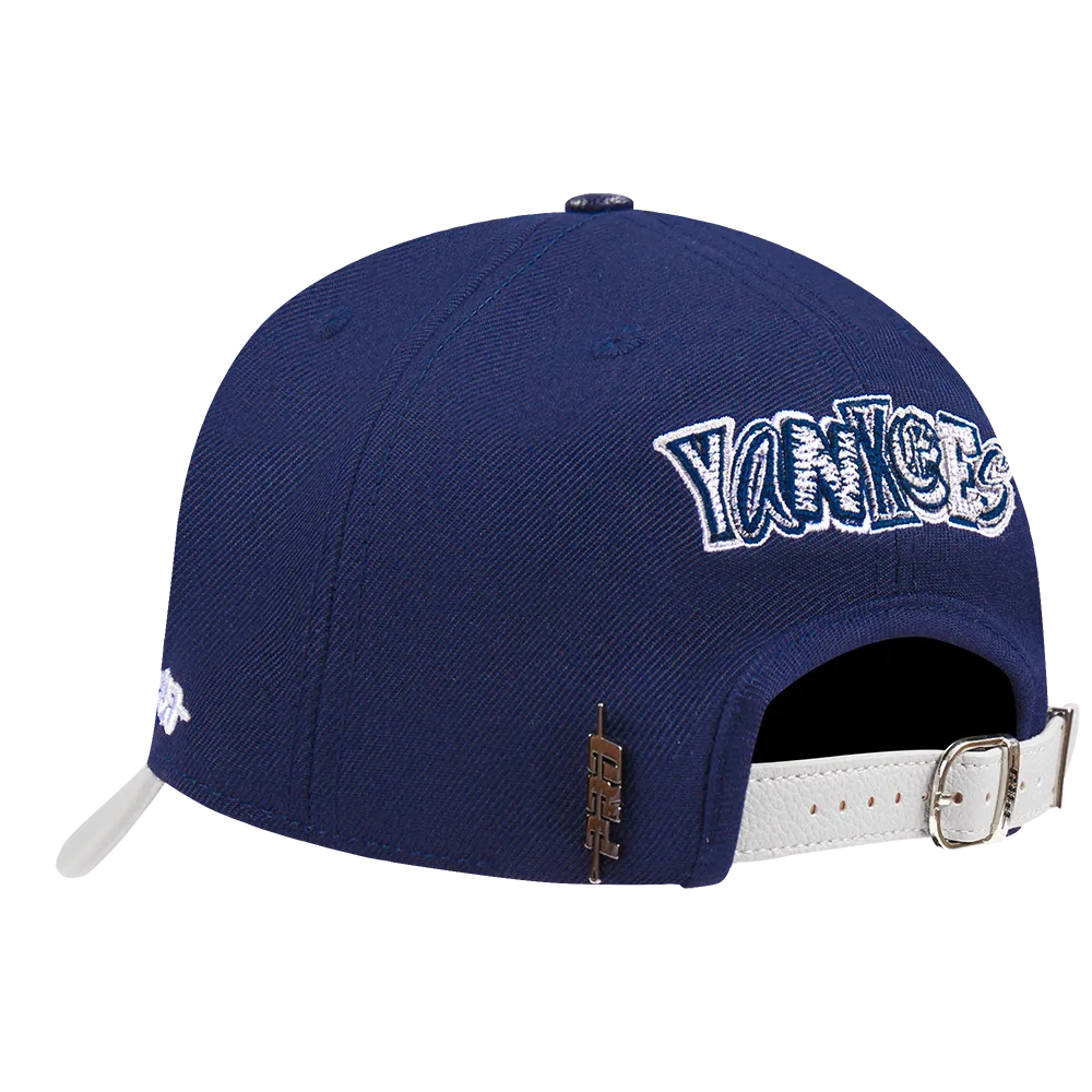 MLB NEW YORK YANKEES CITY RANSOM LEATHER PINCH FRONT STRAPBACK (MIDNIGHT NAVY)