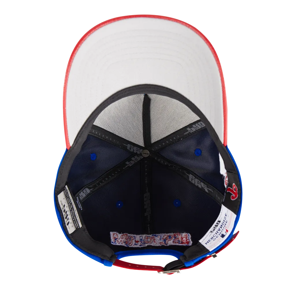 MLB PHILADELPHIA PHILLIES CITY RANSOM LEATHER PINCH FRONT STRAPBACK HAT (ROYAL BLUE)