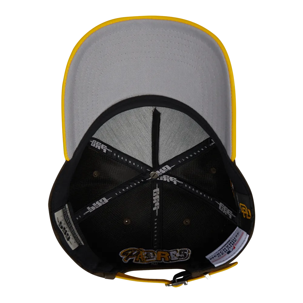 MLB SAN DIEGO PADRES CITY RANSOM LEATHER PINCH FRONT STRAPBACK HAT (BROWN)