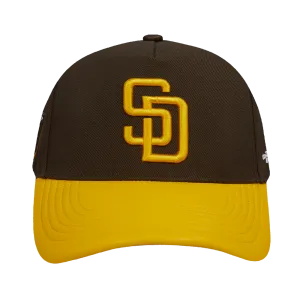 MLB SAN DIEGO PADRES CITY RANSOM LEATHER PINCH FRONT STRAPBACK HAT (BROWN)