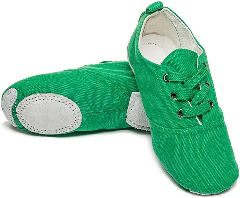 MSMAX Jazz Shoes for Women Girls Split Sole Canvas Ballet Dance Teaching Flats Green 6 M US Women