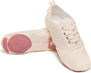 MSMAX Jazz Shoes for Women Girls Split Sole Canvas Ballet Dance Teaching Flats Nude 6 M US Women