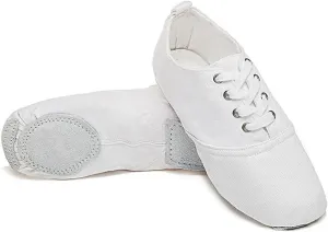 MSMAX Jazz Shoes for Women Girls Split Sole Canvas Ballet Dance Teaching Flats White 8.5 M US Women