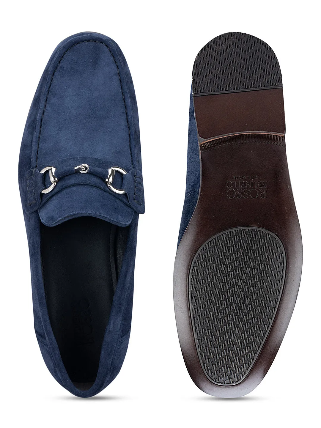 Navy Suede Leather Moccasins