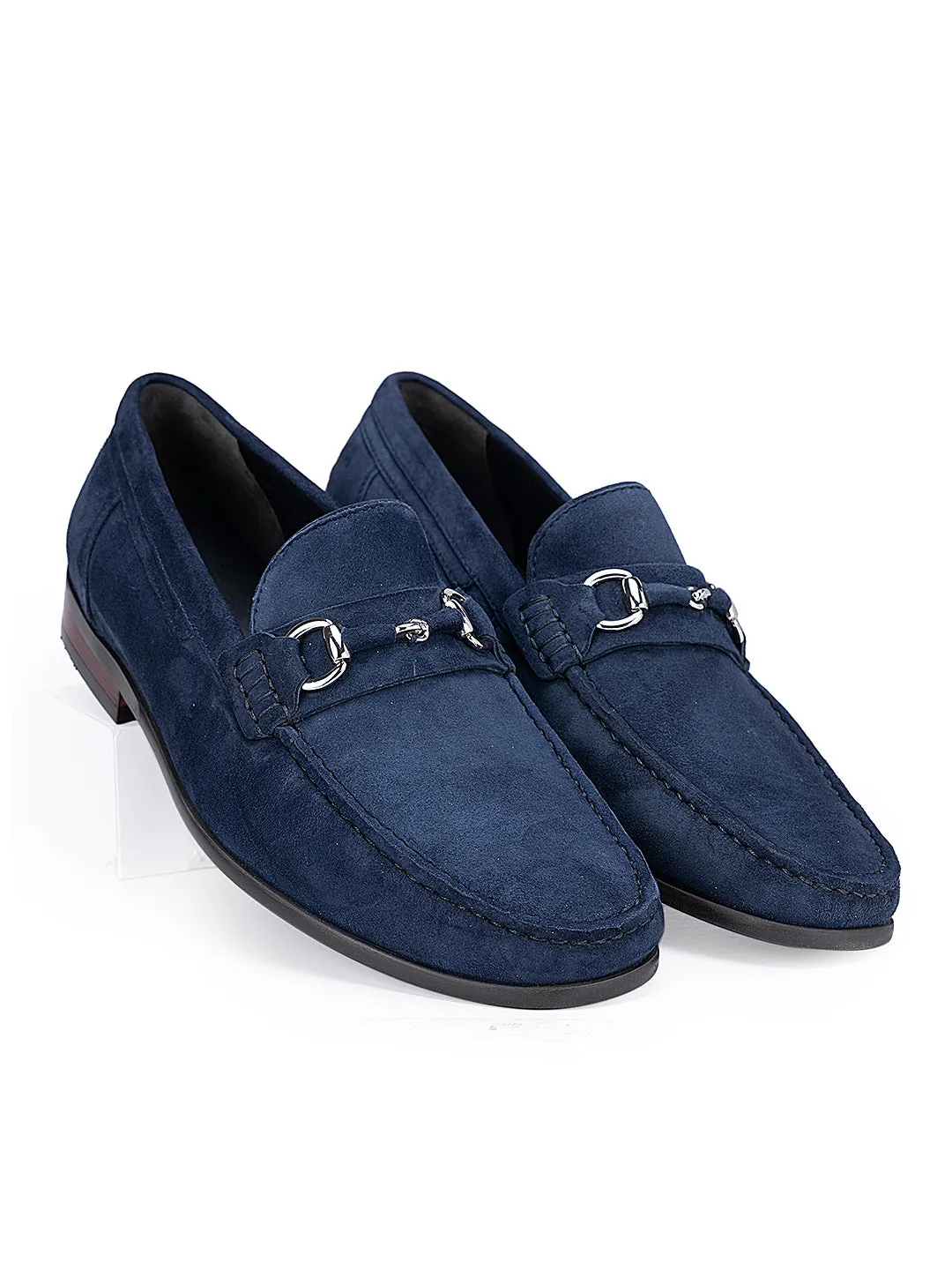 Navy Suede Leather Moccasins