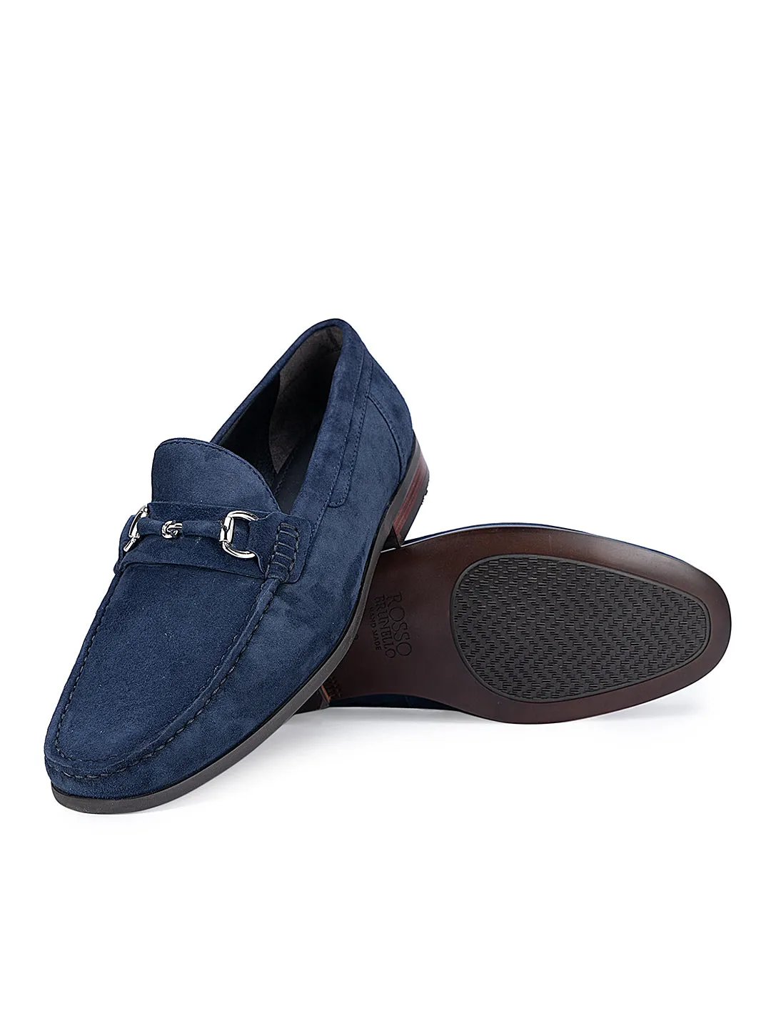 Navy Suede Leather Moccasins