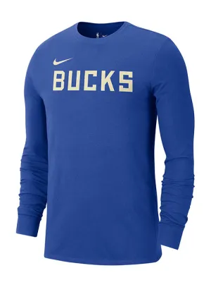 Nike 2024-25 City Edition Royal Essential Logo Milwaukee Bucks Long Sleeve T-Shirt