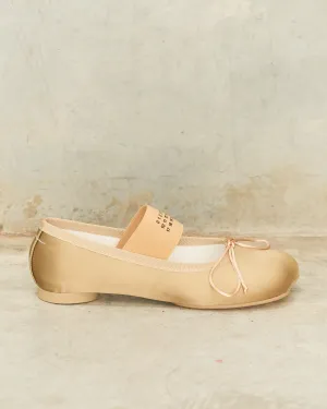 Olive Satin Anatomic Ballerina Shoes
