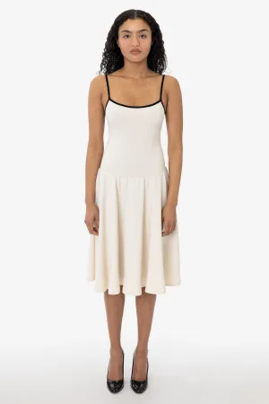 PON3662 - Ponte Mid-Length Drop Waist Spaghetti Dress