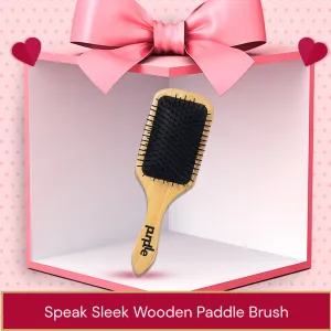 Purple Speak Sleek Wooden Paddle Brush