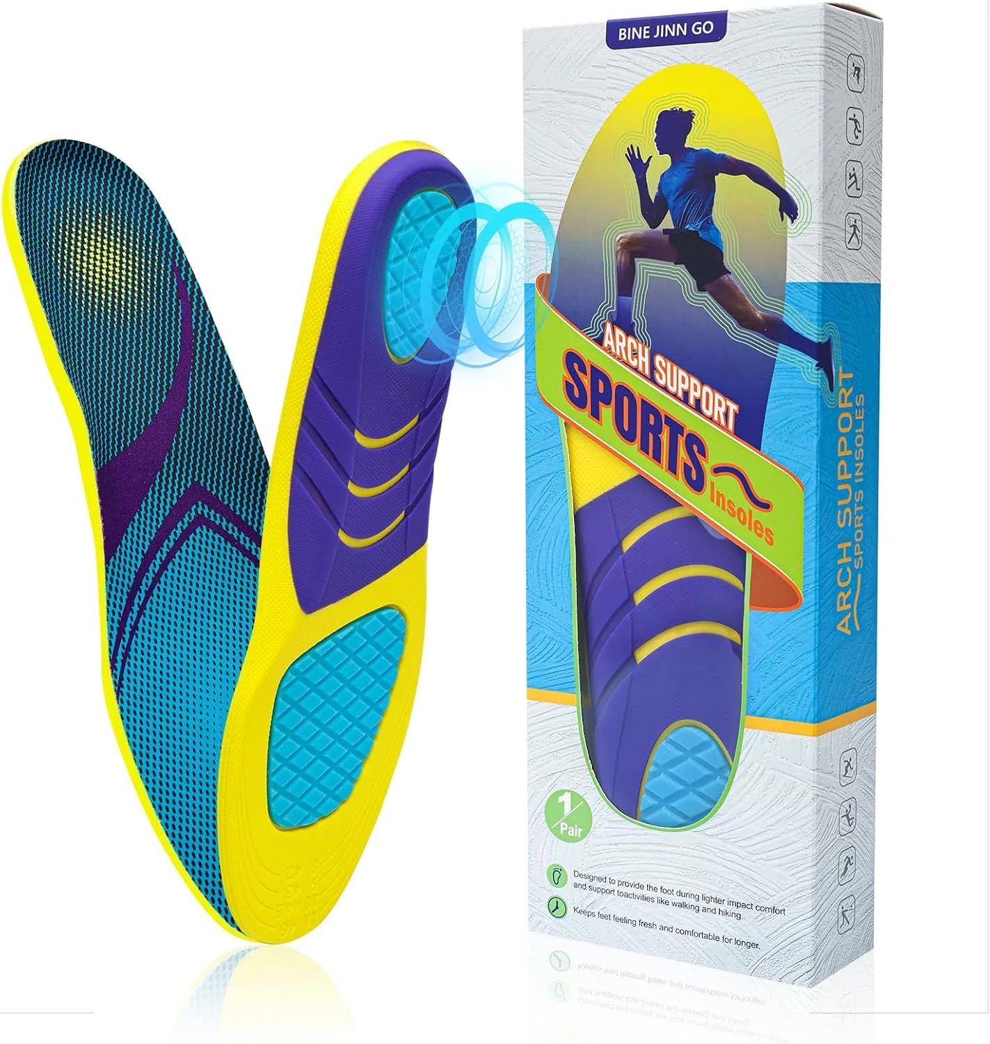 Running Athletic Insoles for Men & Women - Shock Absorbing Insoles,Sports Inserts - Comfort Cushions Inserts for Hiking Walking Hockey Tennis Basketball(Womens 5-8)