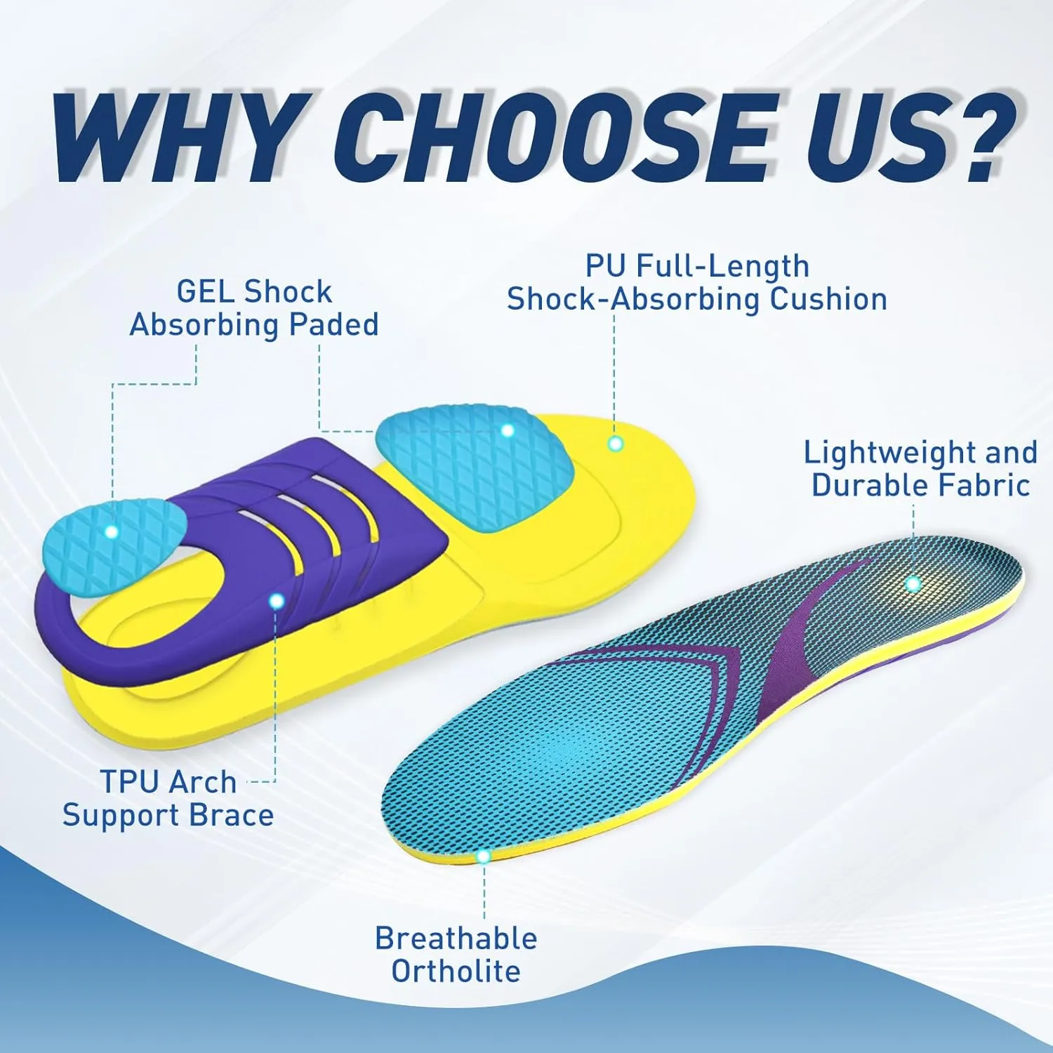 Running Athletic Insoles for Men & Women - Shock Absorbing Insoles,Sports Inserts - Comfort Cushions Inserts for Hiking Walking Hockey Tennis Basketball(Womens 5-8)