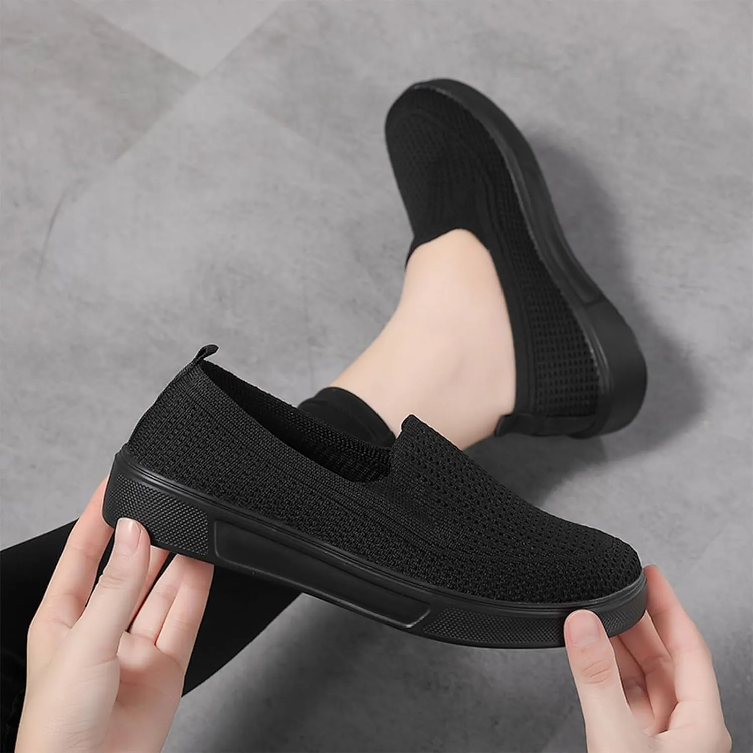 Semshedy Women's Nusing Flats Slip On Platform Walking Shoes Lightweight No Lace Sneakers