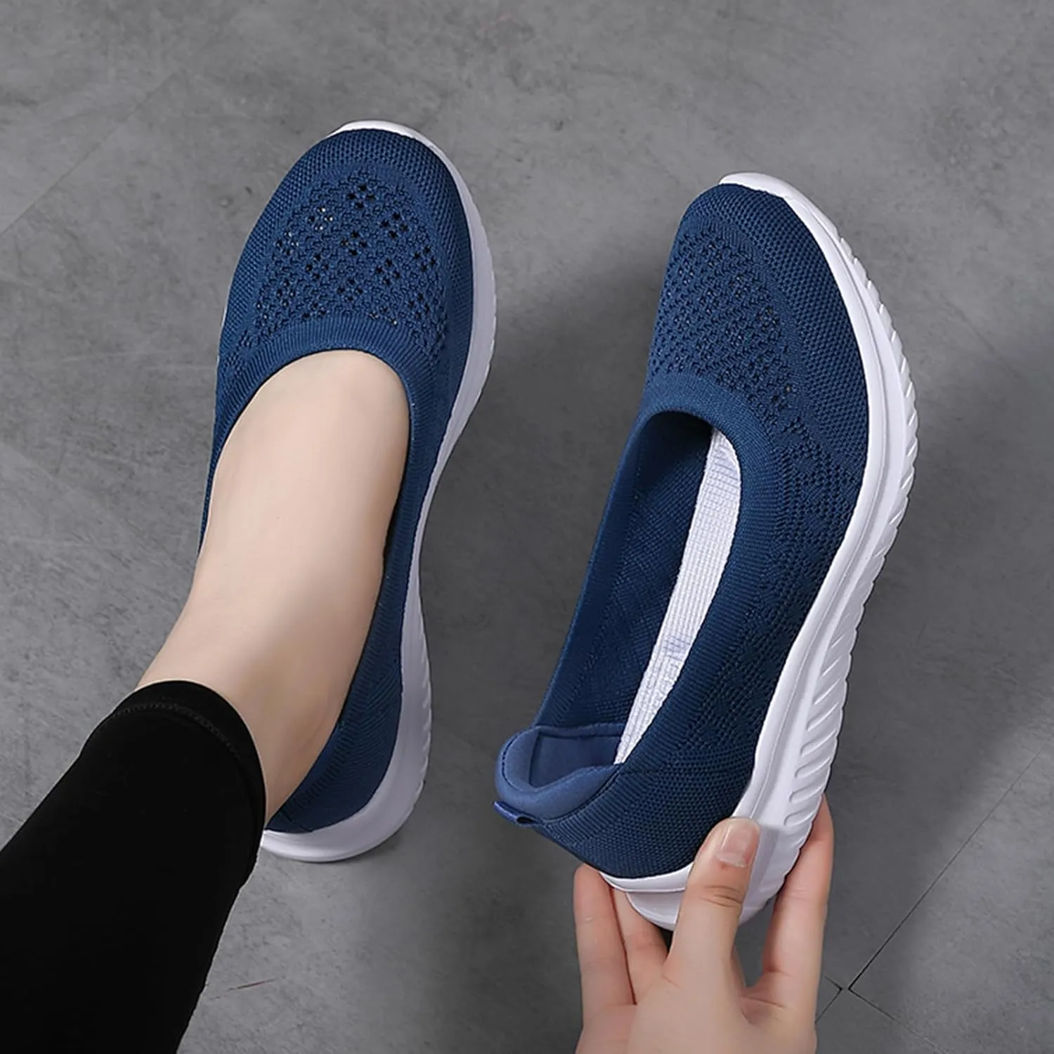 Semshedy Women's Nusing Flats Slip On Platform Walking Shoes Lightweight No Lace Sneakers