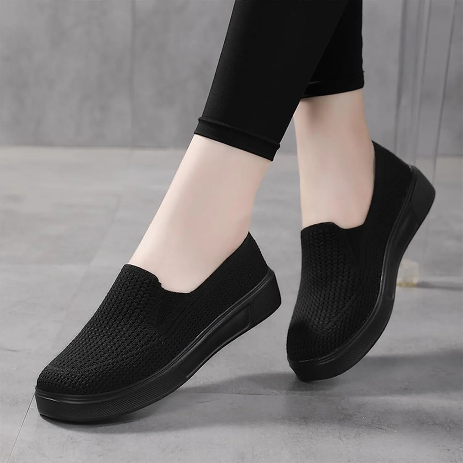 Semshedy Women's Nusing Flats Slip On Platform Walking Shoes Lightweight No Lace Sneakers