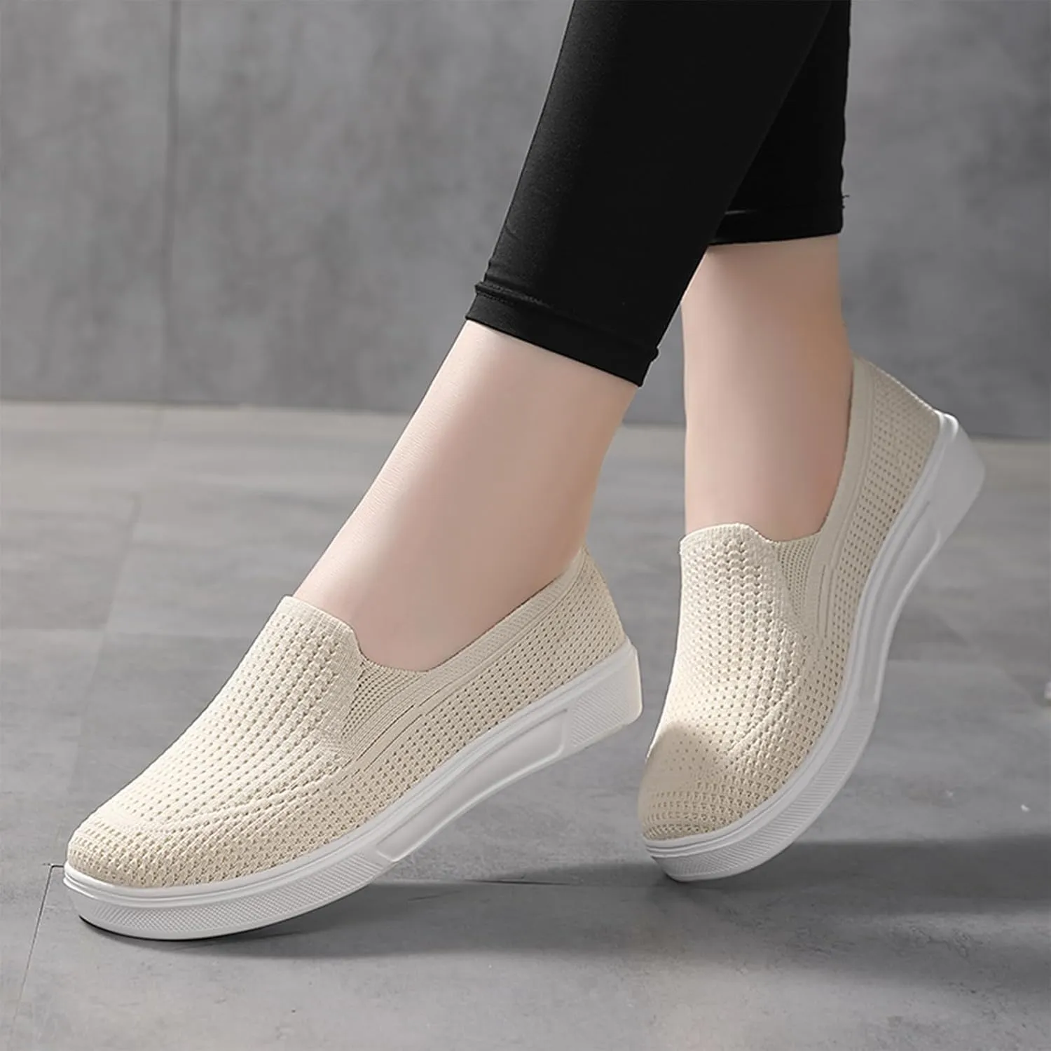 Semshedy Women's Nusing Flats Slip On Platform Walking Shoes Lightweight No Lace Sneakers