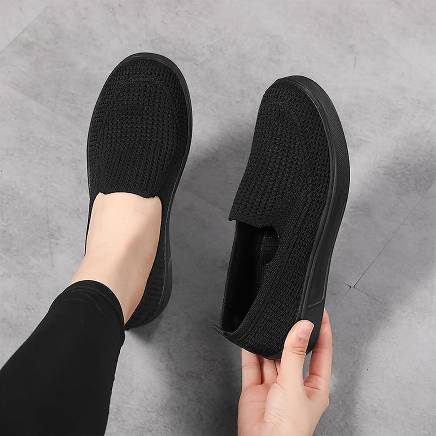 Semshedy Women's Nusing Flats Slip On Platform Walking Shoes Lightweight No Lace Sneakers