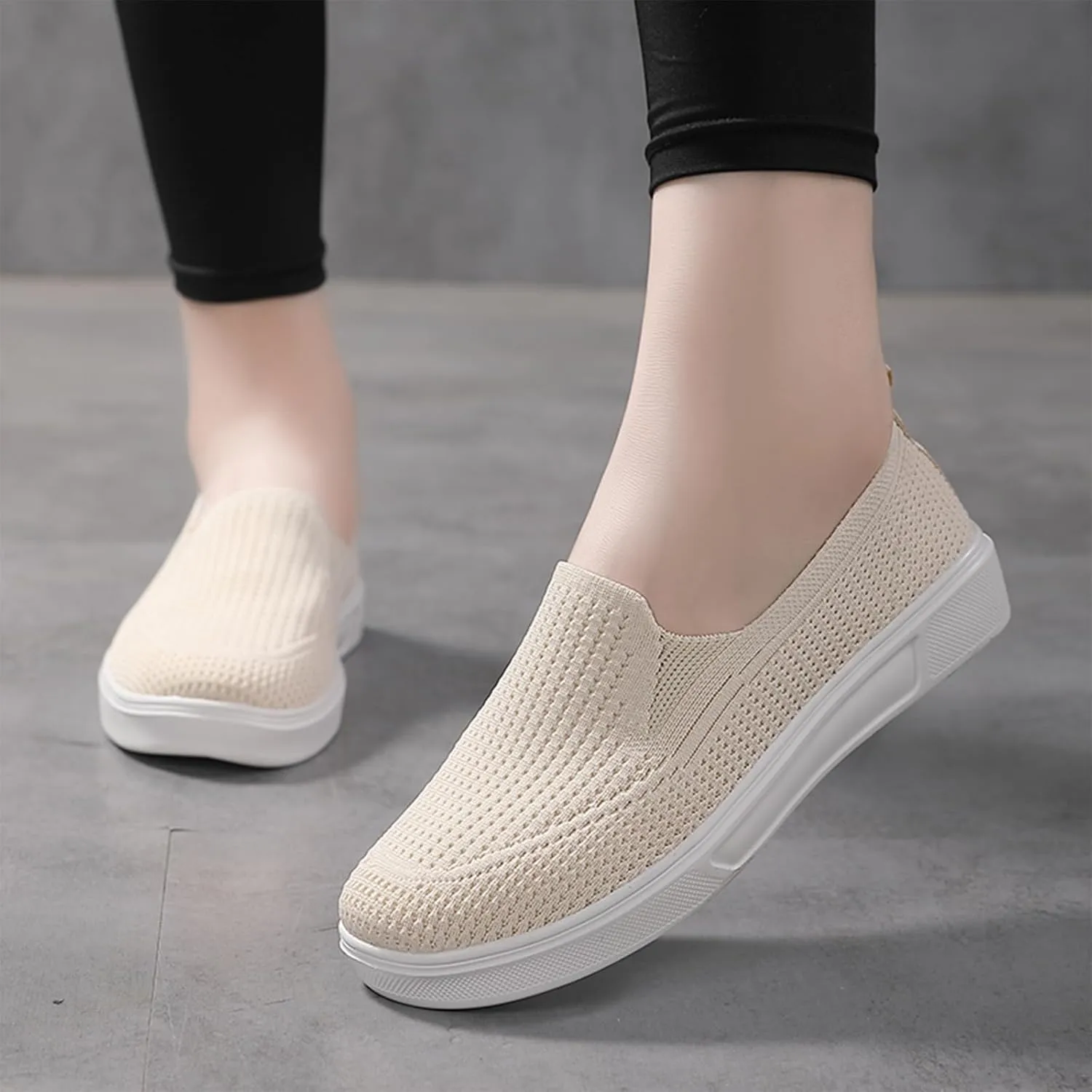 Semshedy Women's Nusing Flats Slip On Platform Walking Shoes Lightweight No Lace Sneakers