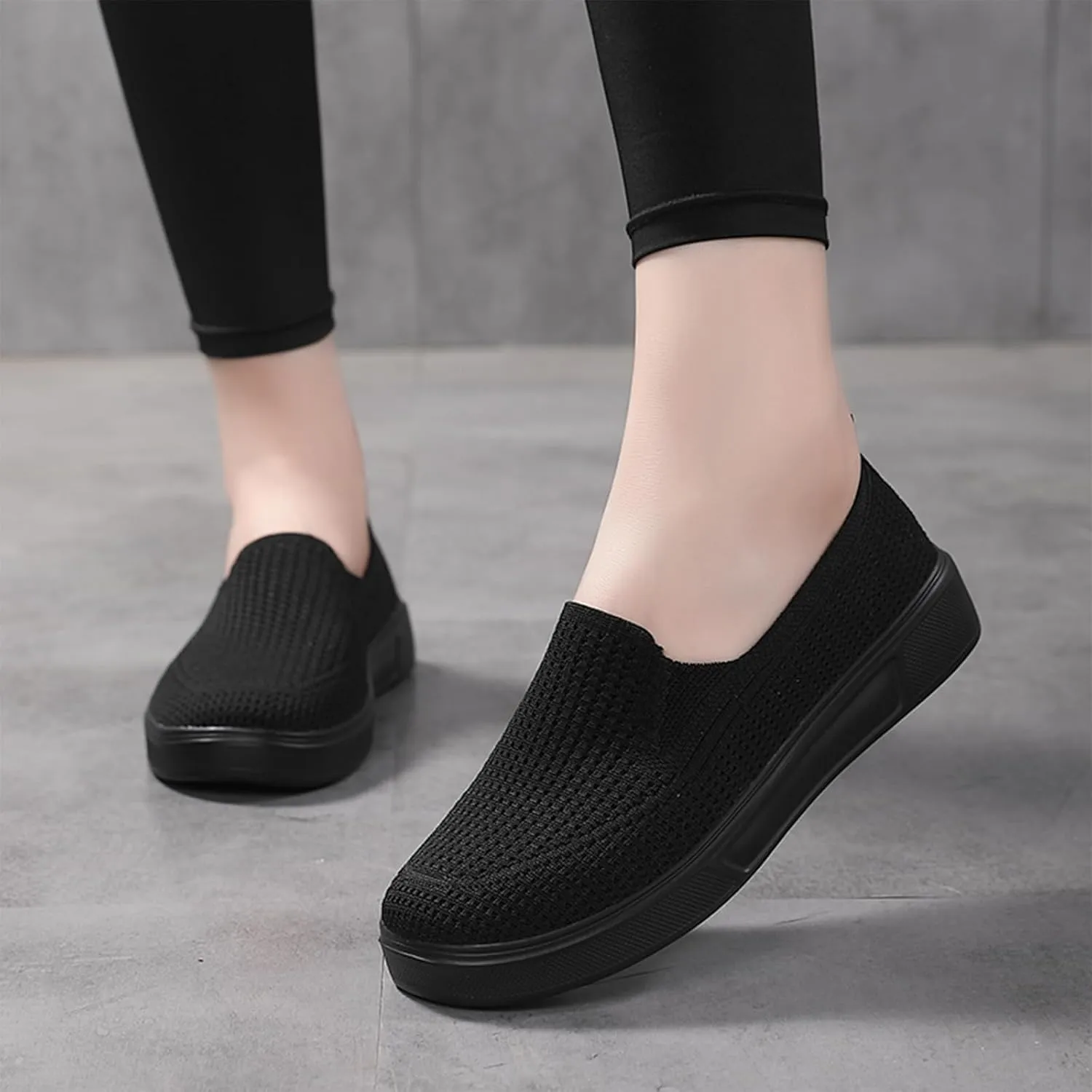 Semshedy Women's Nusing Flats Slip On Platform Walking Shoes Lightweight No Lace Sneakers