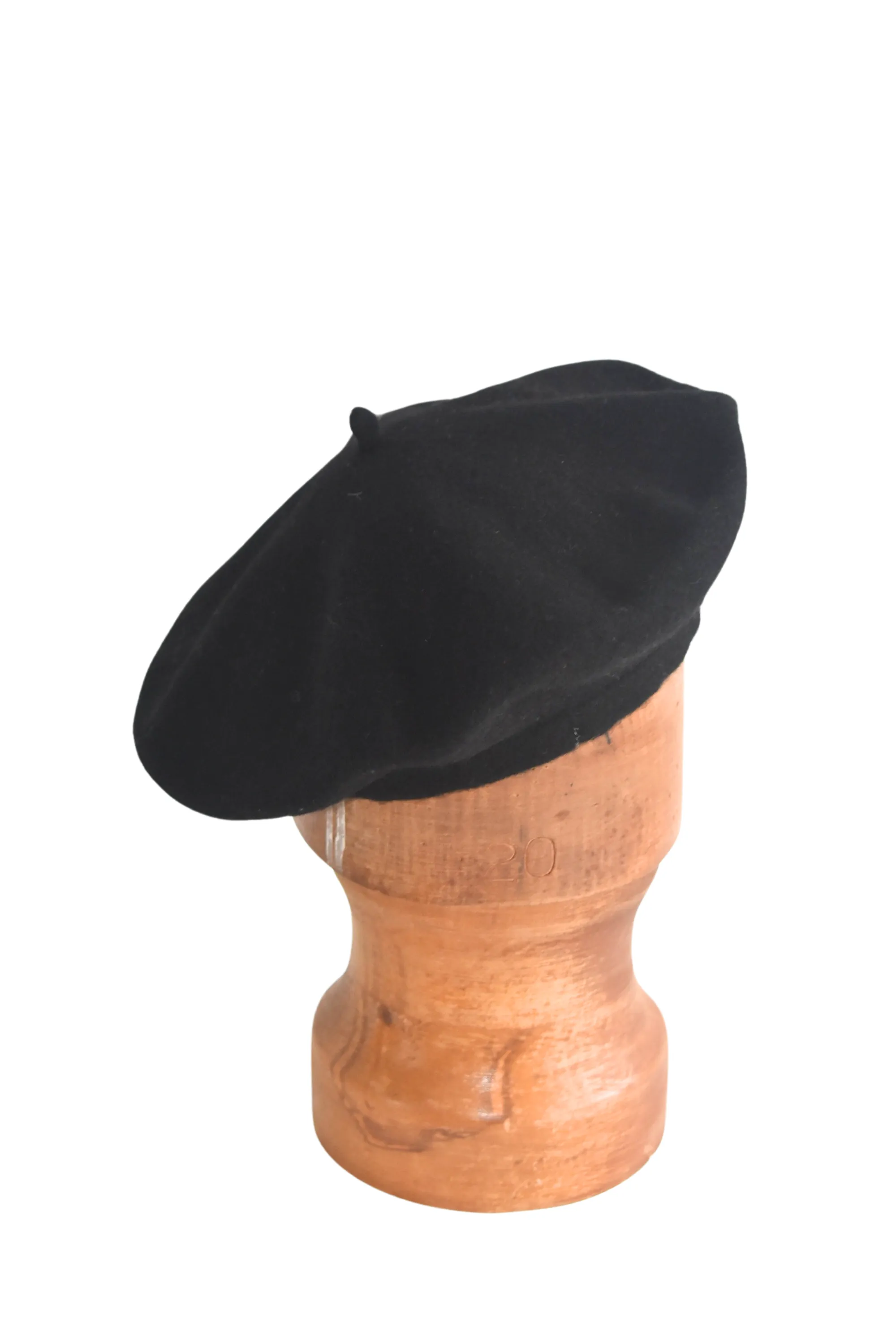 Sleek black felt beret