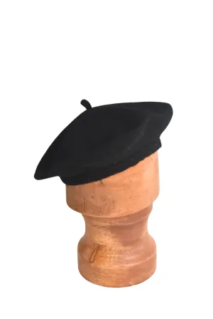 Sleek black felt beret