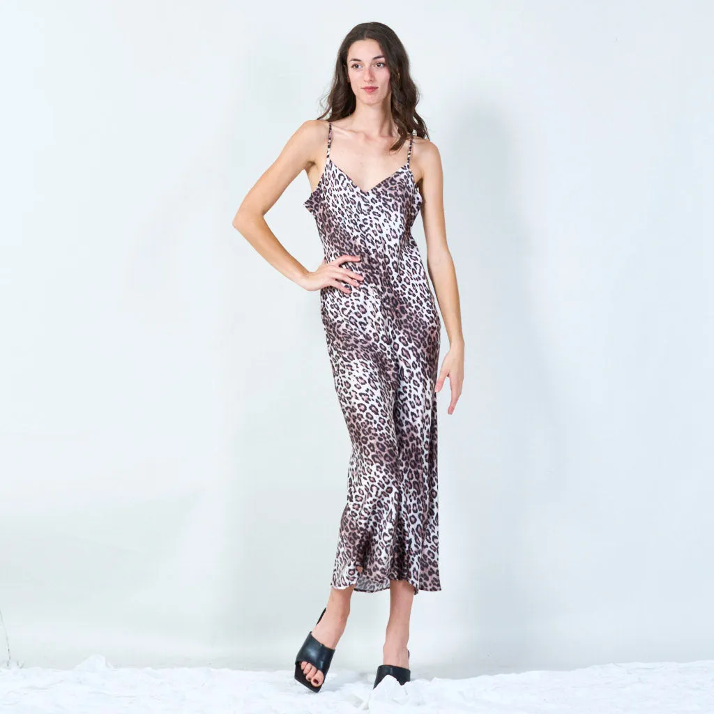 Sleek leopard print slip dress wholesale