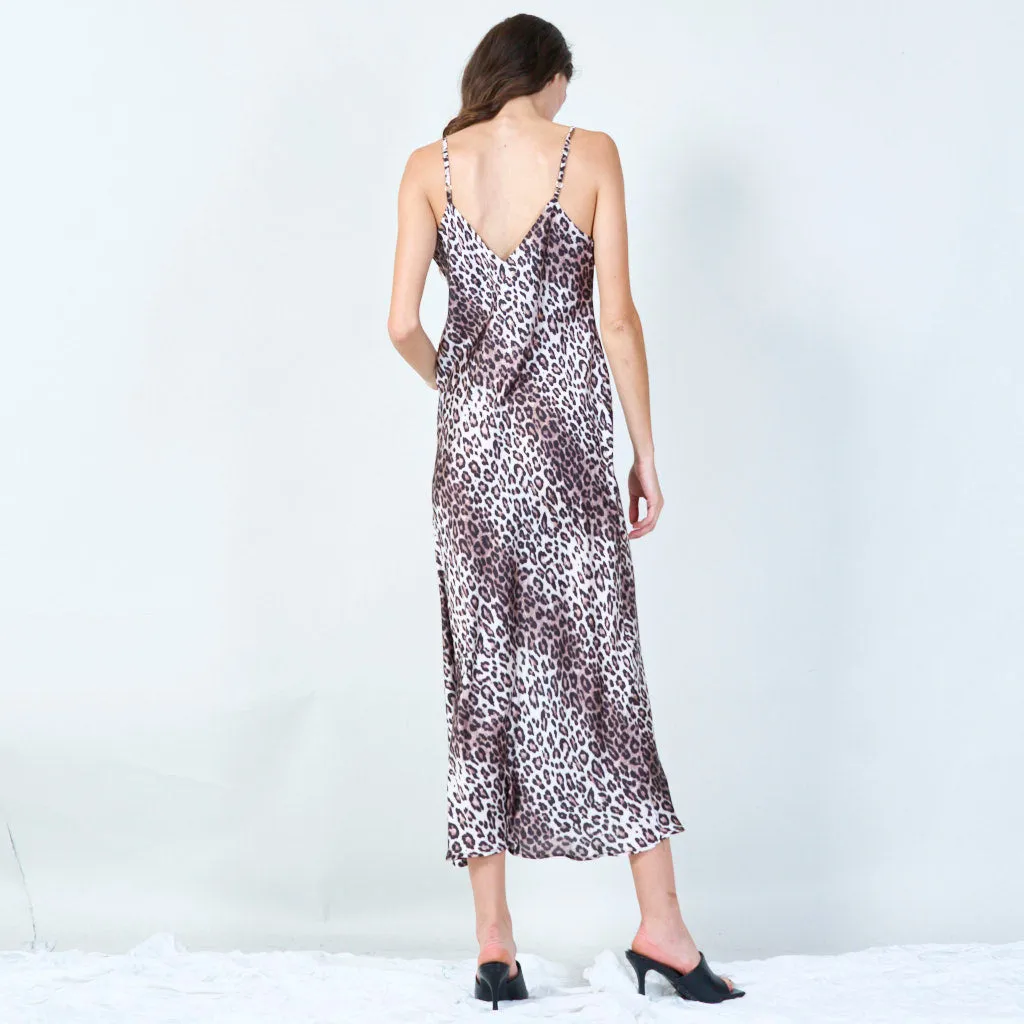 Sleek leopard print slip dress wholesale