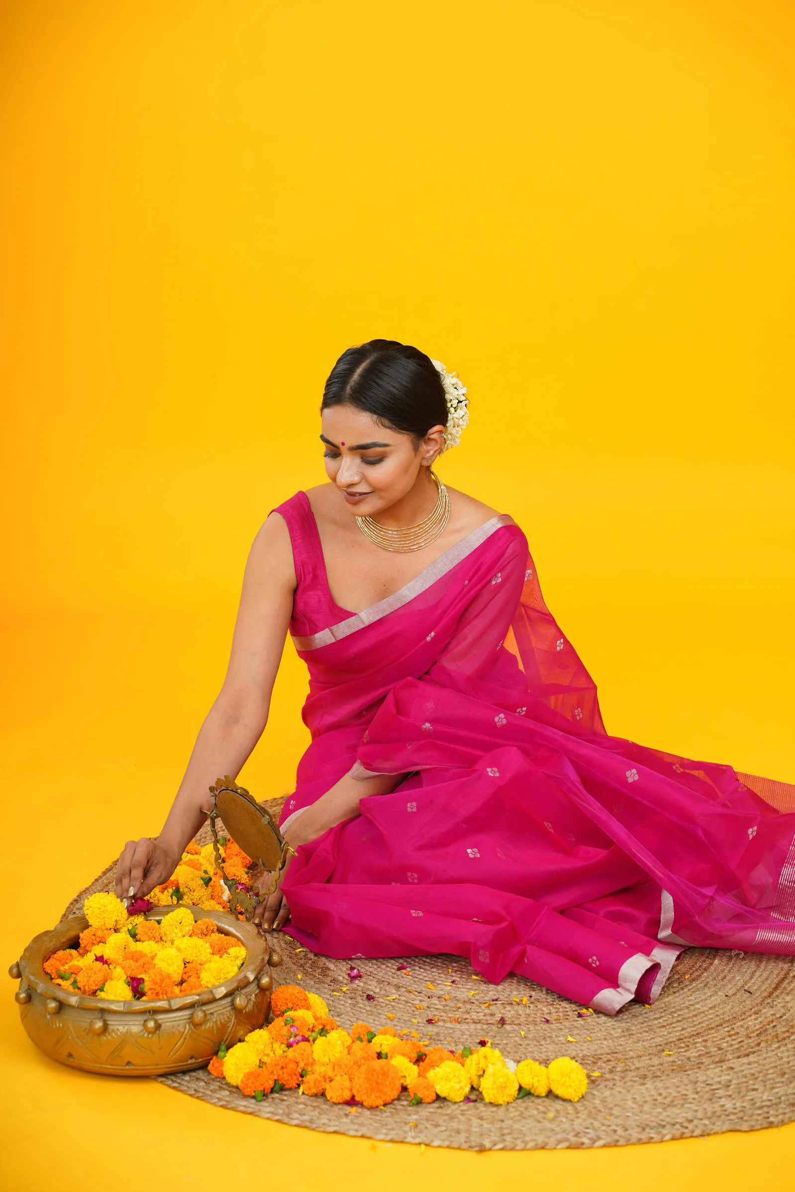 Sleek Printed Sleek Chanderi Saree with Border